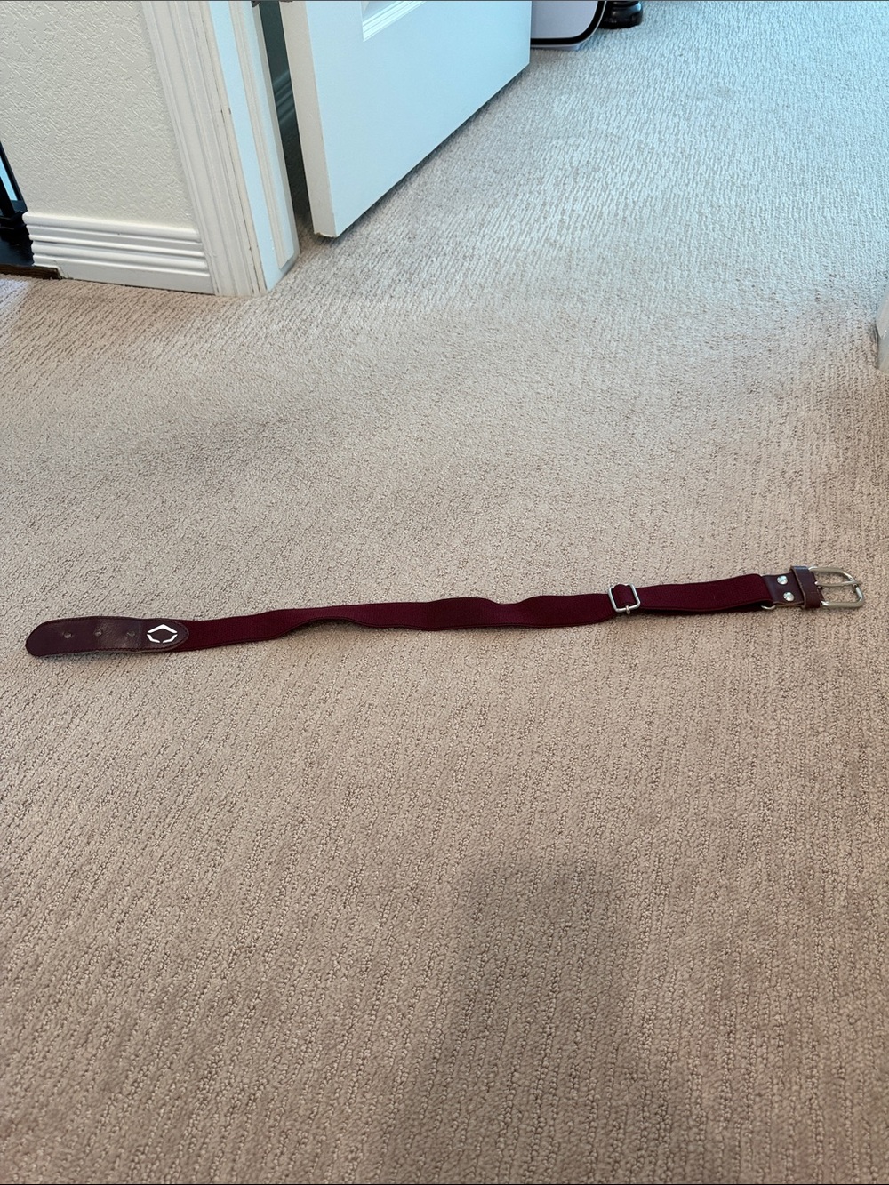 Kids Maroon Elastic Belt with Silver Buckle
